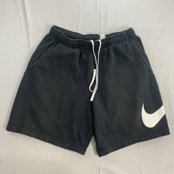 Nike Sportswear Club Men’s Big Swoosh Graphic Fleece Shorts Black Size Large - Picture 1 of 8